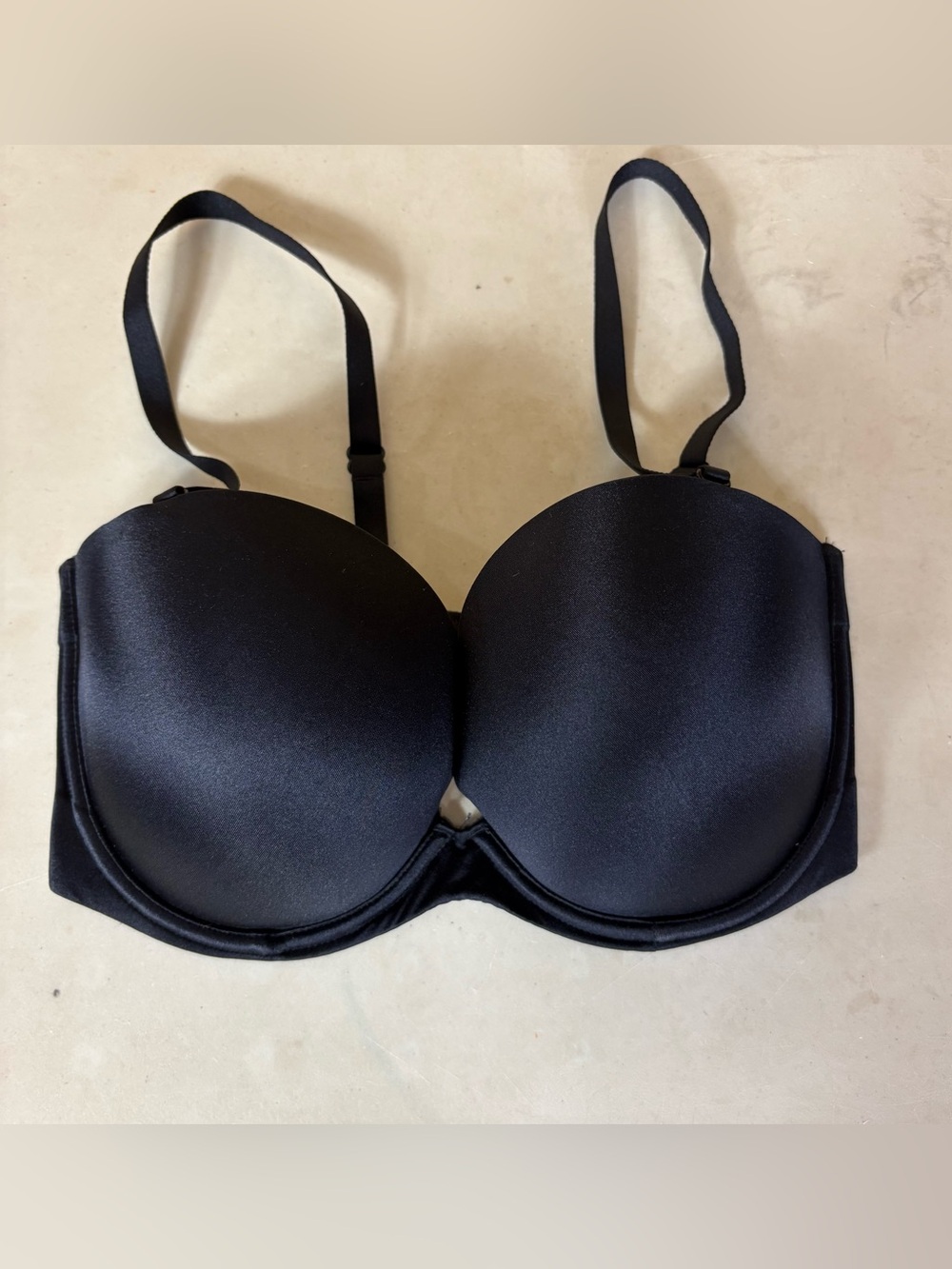 La Senza 34DD Black Strapless Push Up Bra Smooth Padded Convertible  minimalist